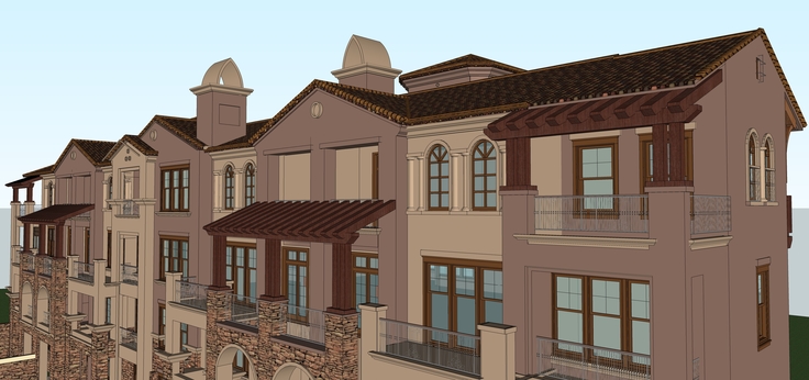 欧式多层住宅建筑单体设计方案sketchup模型