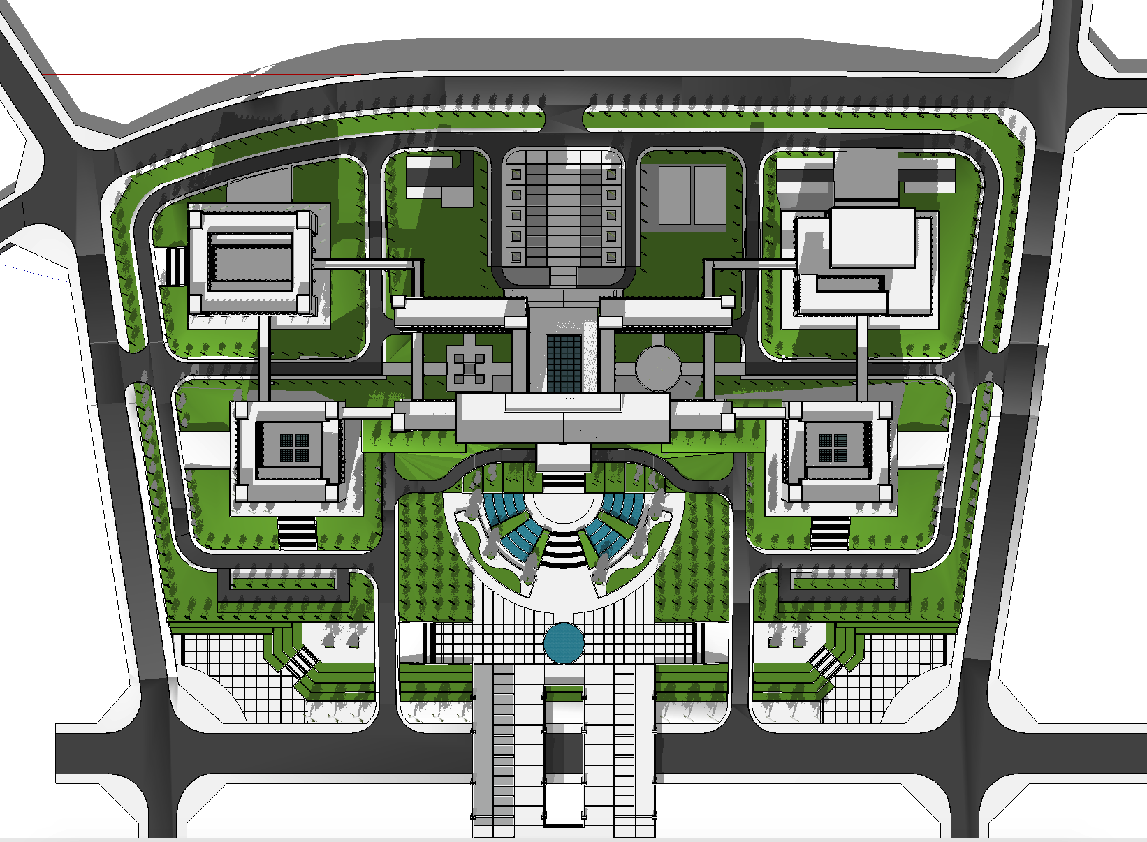 行政中心规划和建筑设计SketchUp模型