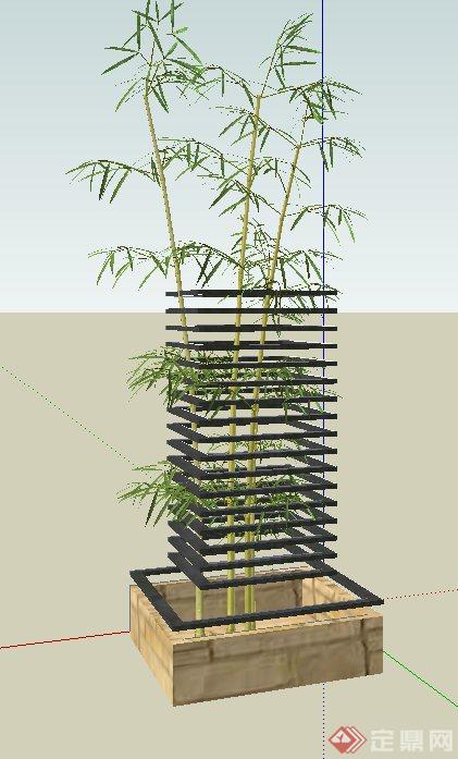 园林景观节点铁艺花池围栏设计SU模型