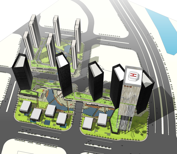 现代城市大型商业综合体方案sketchup模型