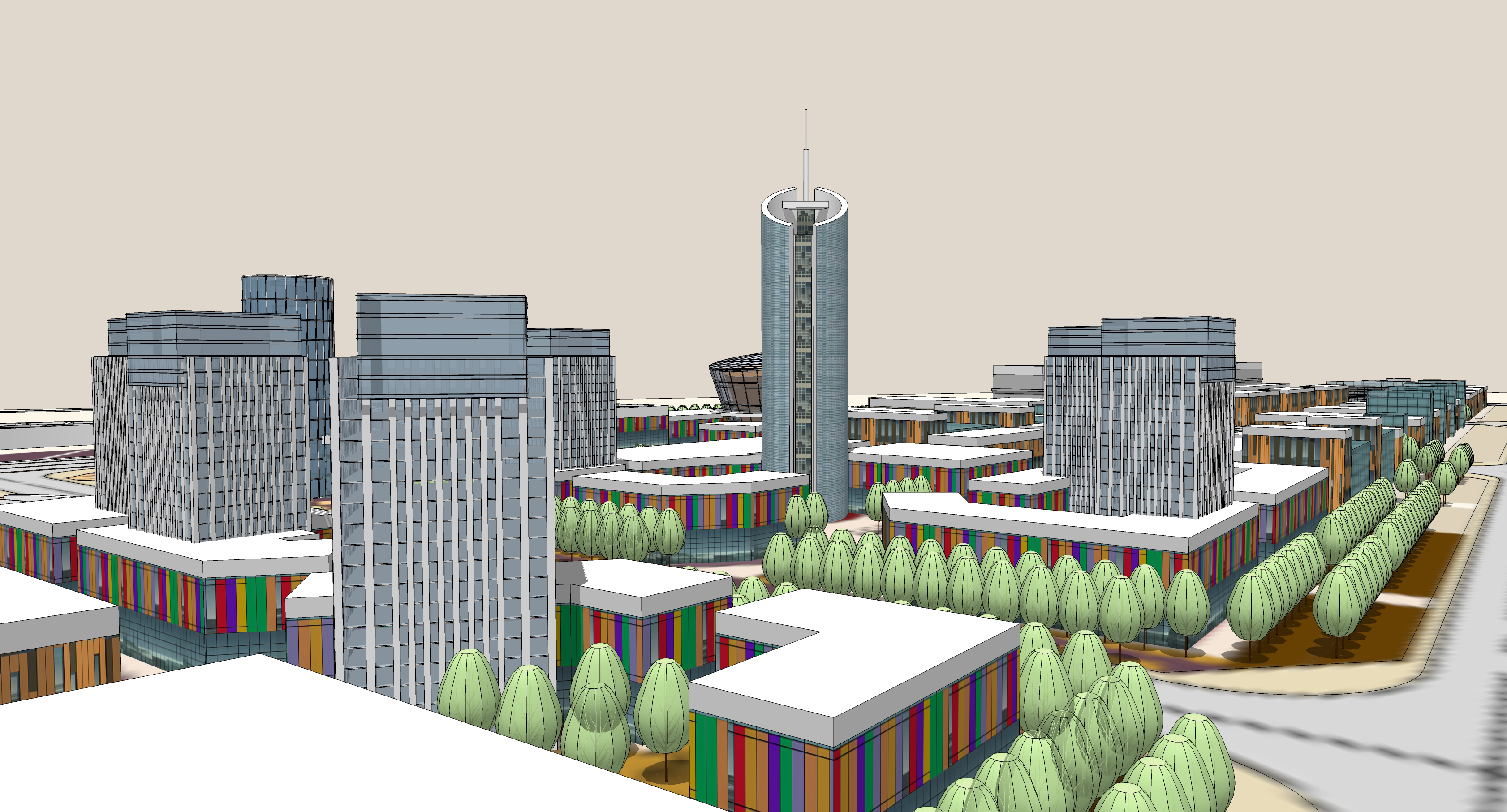 某市汽车城规划设计方案sketchup模型