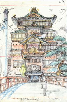 手绘日本的寺庙，有一种千与千寻的感觉