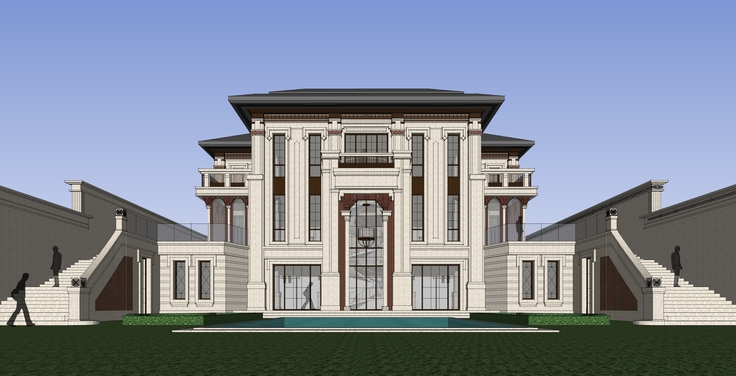 东方新古典风格独栋别墅sketchup模型