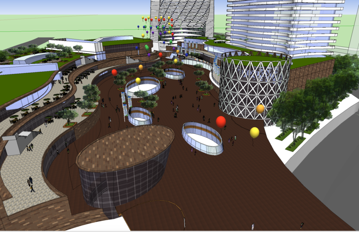 某城市火车站站前广场及综合体SketchUp模型