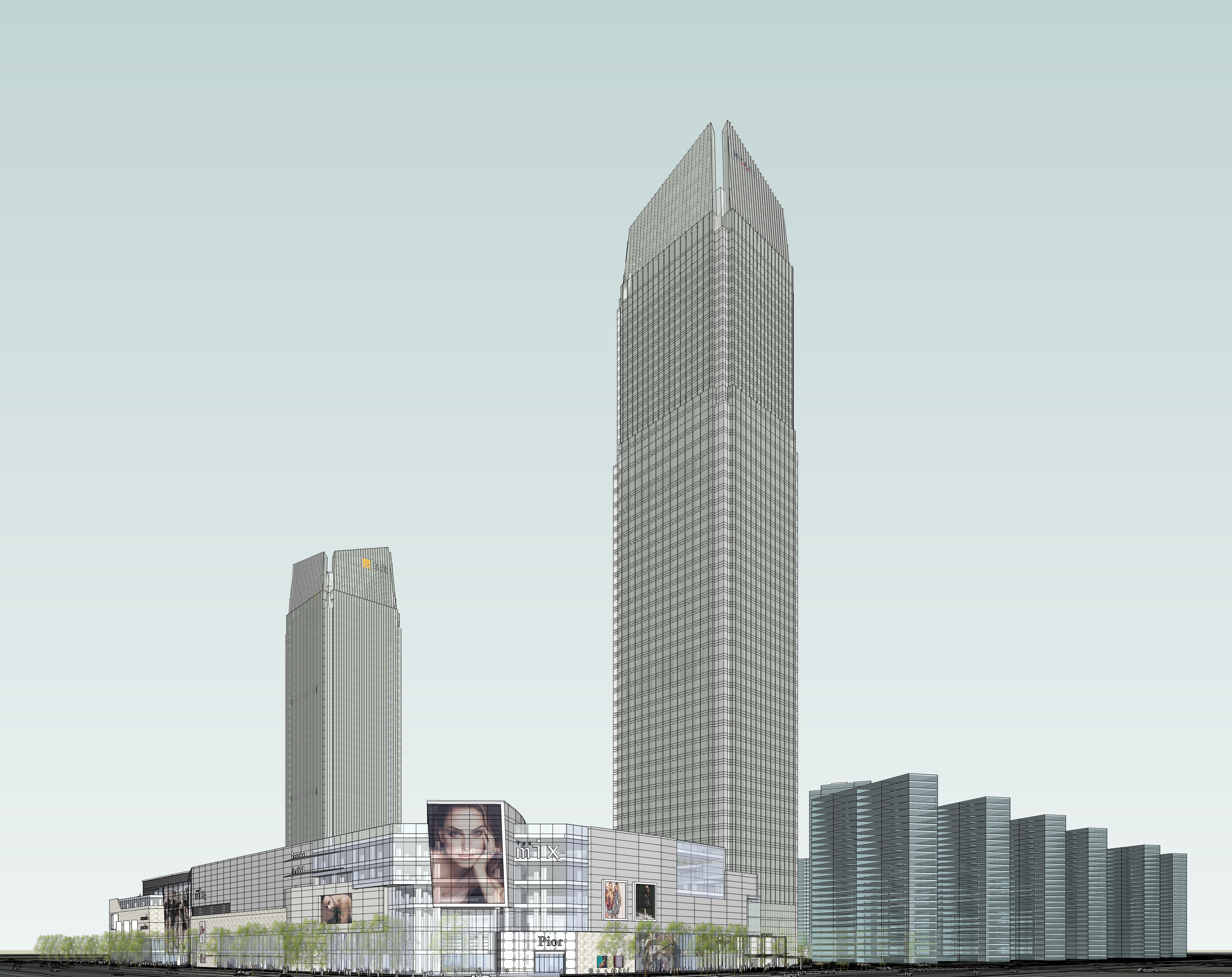 现代大型商场建筑设计方案sketchup模型