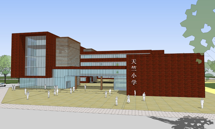 现代公建小学教学楼规划方案sketchup模型