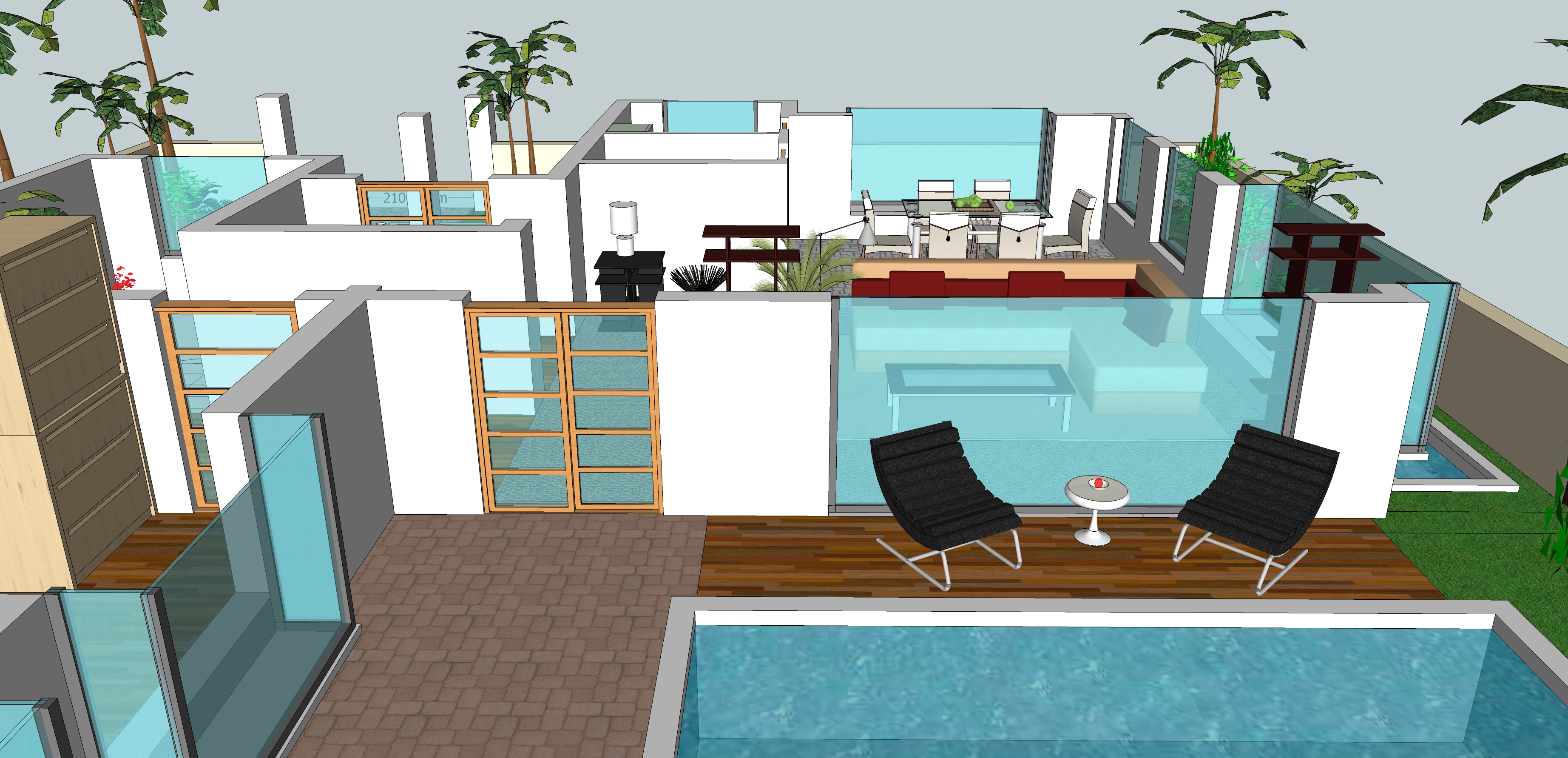 现代主义风格别墅（室内环境装饰）sketchup模型