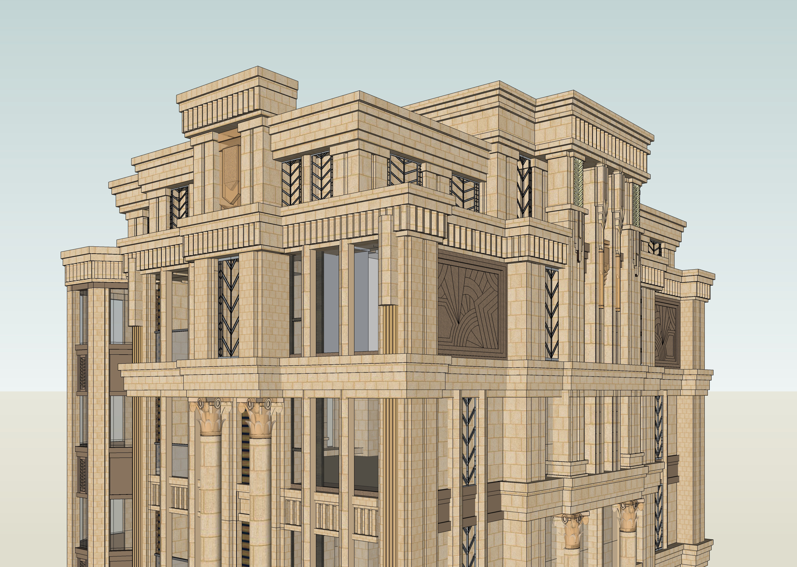 欧式新古典风格高层住宅楼sketchup模型
