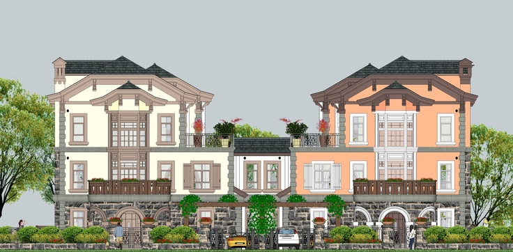 欧式风格花园洋房住宅sketchup模型