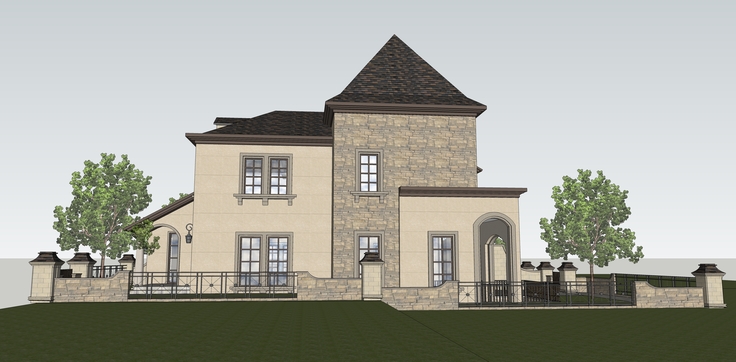 欧式新古典风格双拼别墅sketchup模型