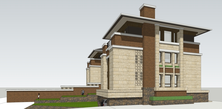 欧式古典风格双拼别墅建筑sketchup模型