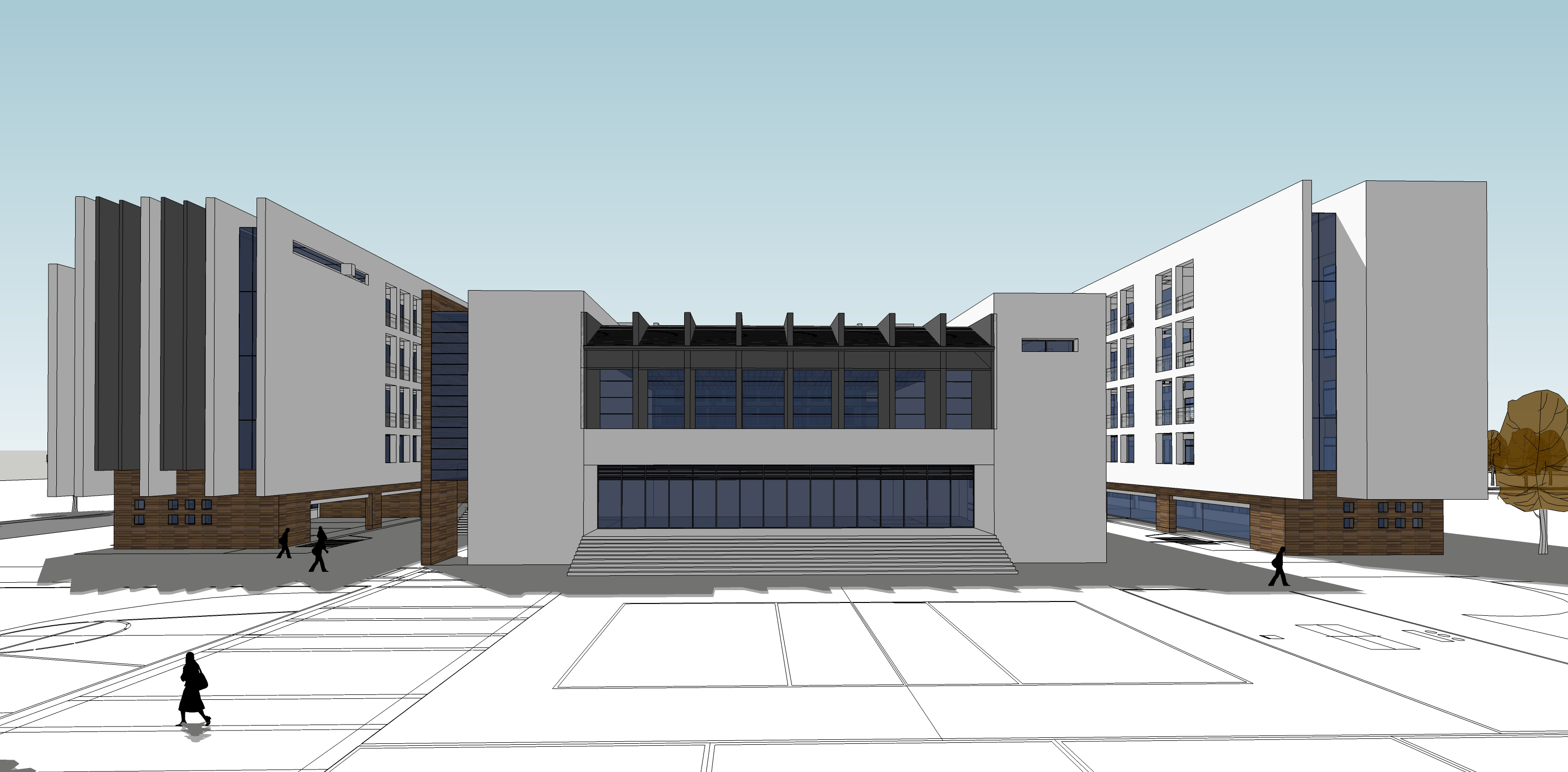 现代风格学校教学楼建筑方案sketchup模型