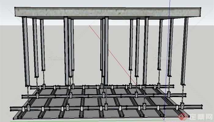 室内装饰吊顶反支撑节点su模型[原创]