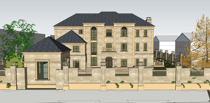 法式风格独栋别墅方案sketchup模型