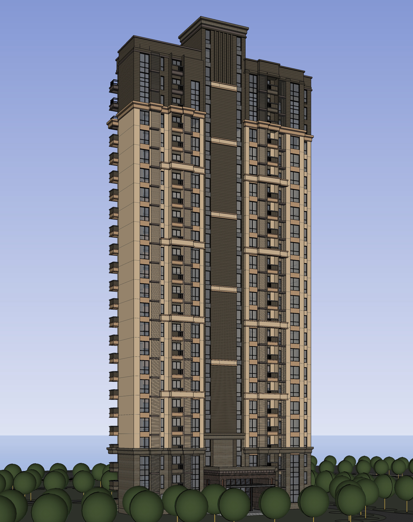欧式新古典风格高层住宅区sketchup模型