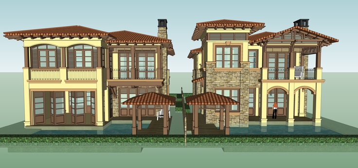 西方古典风格两层独栋别墅sketchup模型