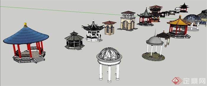 多款园林景观亭子合集su模型