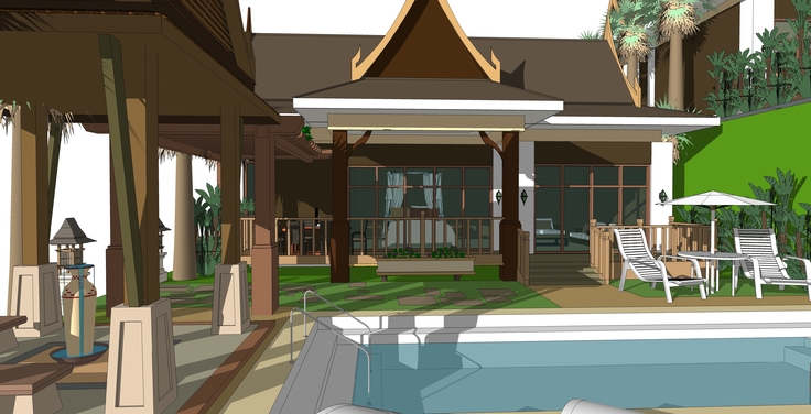 东南亚风格度假别墅村sketchup模型