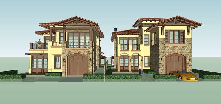 西方古典风格两层独栋别墅sketchup模型