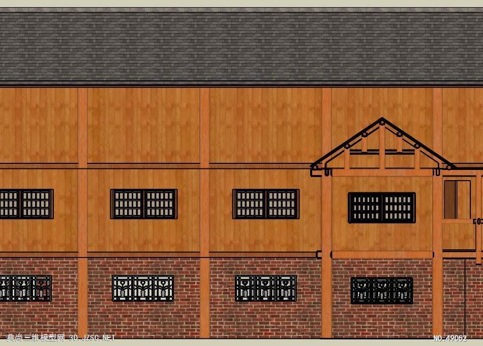 侗寨建筑b户型模型地方民族 su模型 3d