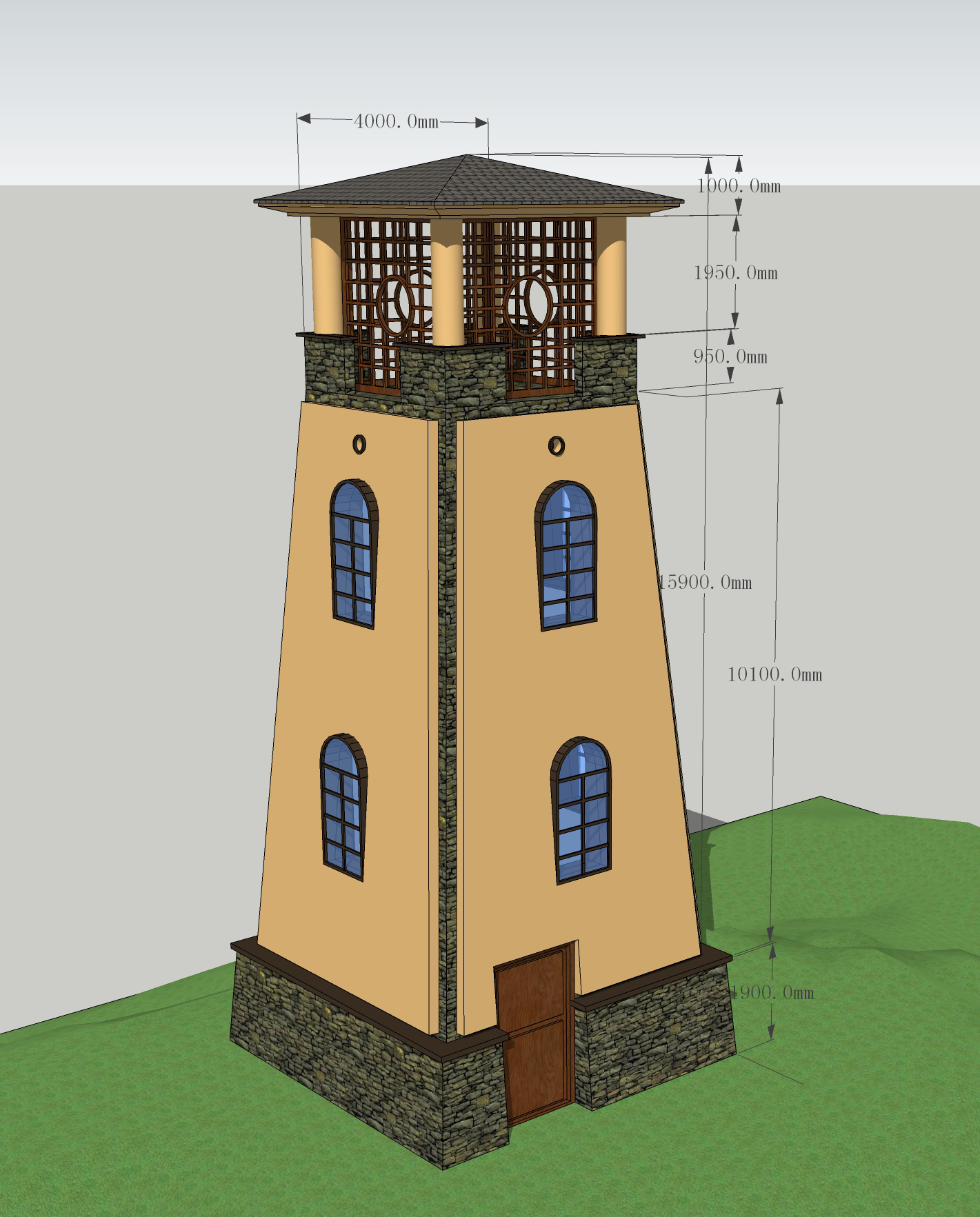 欧式古典风格塔体设计方案sketchup模型