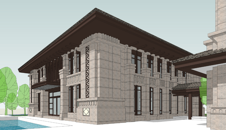 欧式古典风格商业会所建筑方案sketchup模型