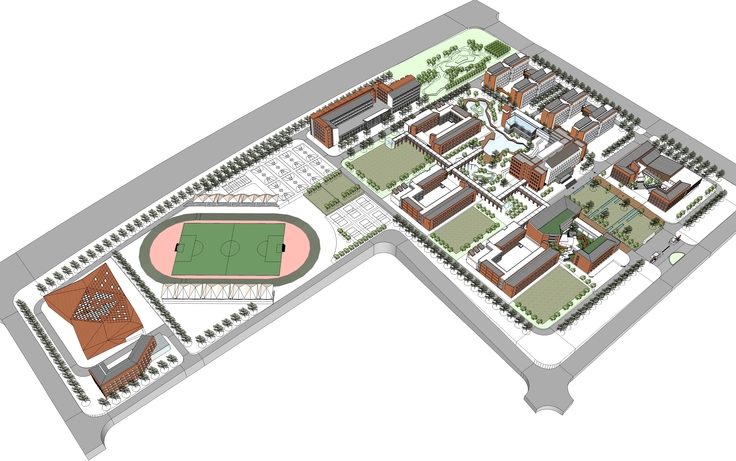 现代校园整体规划方案sketchup模型