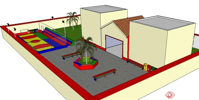 某地现代幼儿园建筑设计整体SU模型