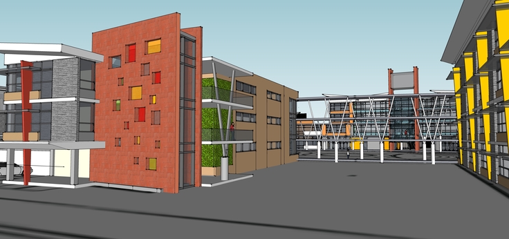 多层共建现代风格教学楼建筑sketchup模型