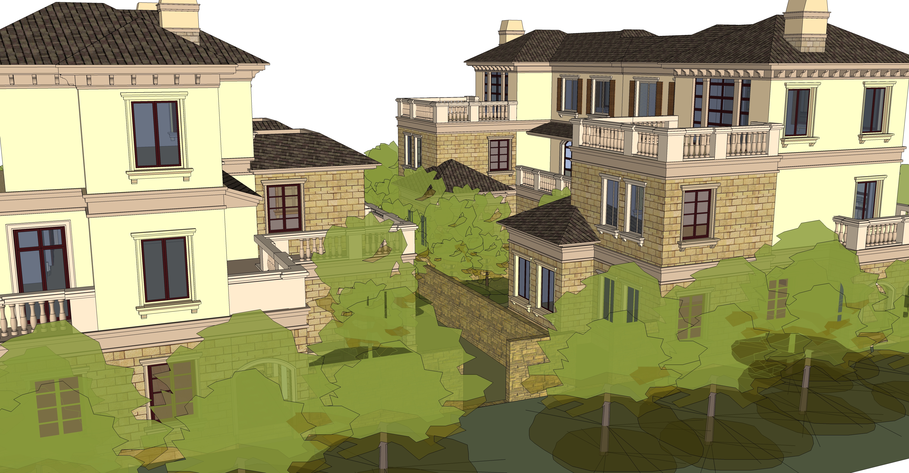 现代风格别墅住宅建筑sketchup模型