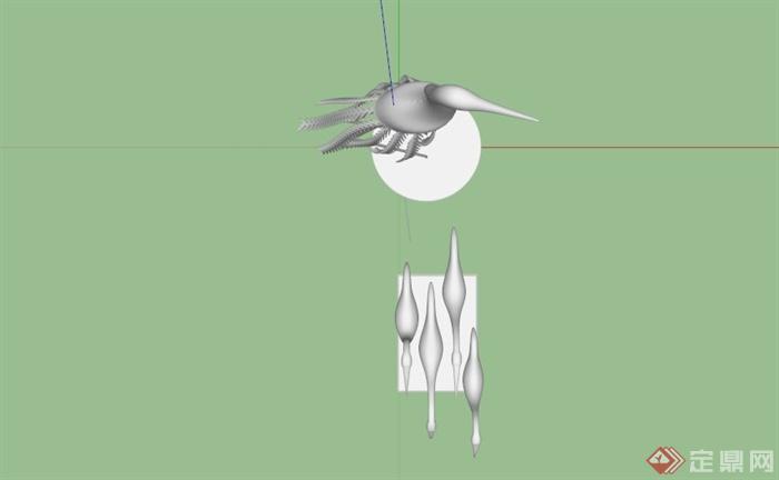 某现代鹤群造型雕塑设计SU模型