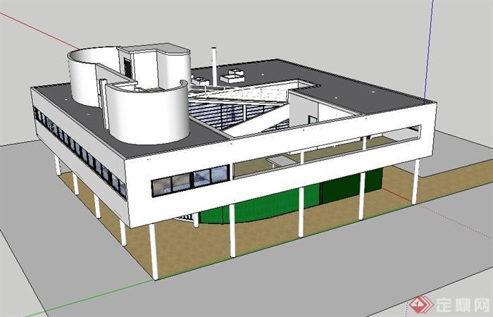 某萨伏伊别墅建筑设计方案（含CAD+SU+PDD）[原创