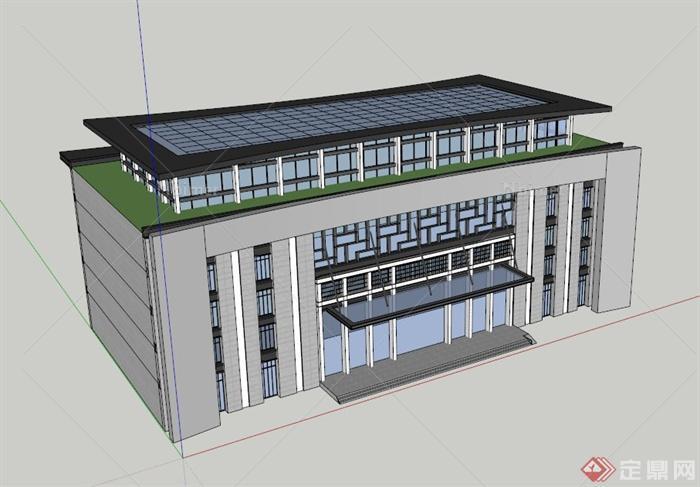 新中式辦公建築設計su模型