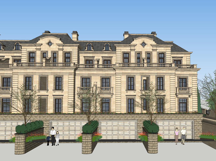 法式联排别墅建筑方案sketchup模型