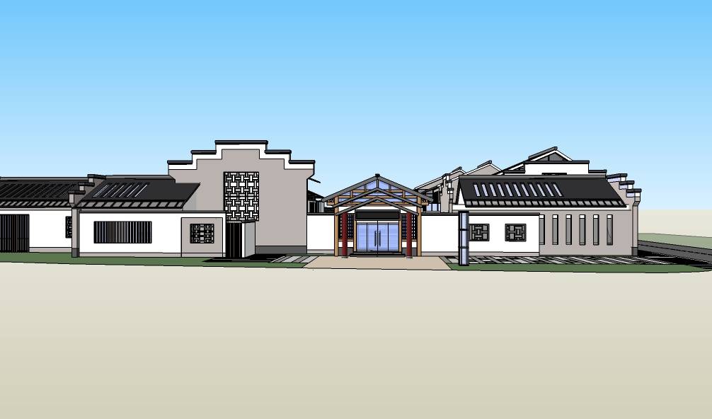 中式徽派建筑幼儿园(97845)su模型下载