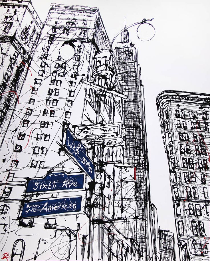 手绘纽约的街景
