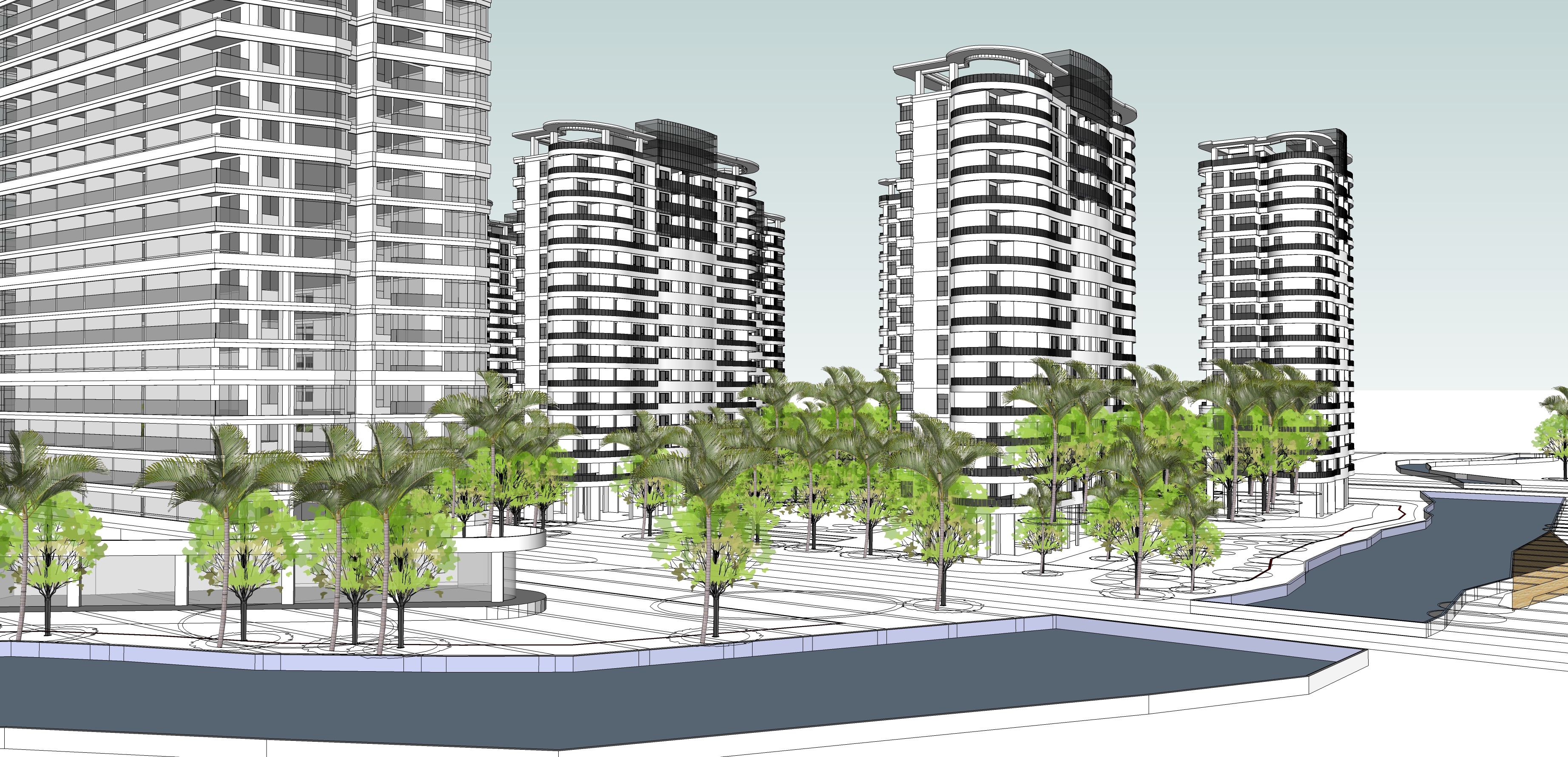 现代风格高层公寓住宅区规划设计方案sketchup模