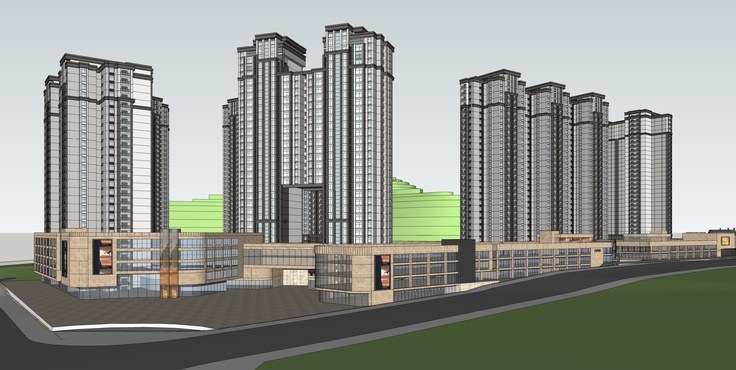 现代风格超高层商业住宅sketchup模型