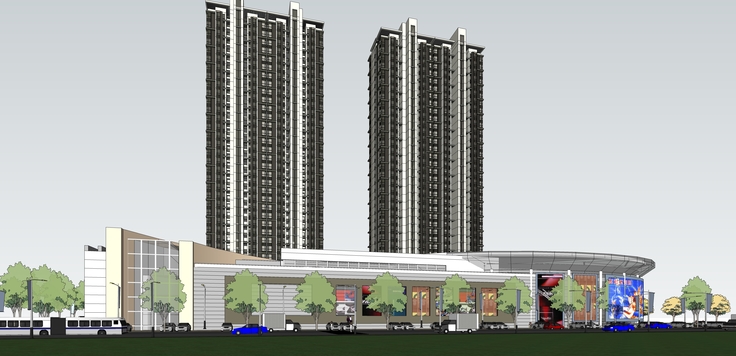 现代风格高层商业住宅建筑sketchup模型