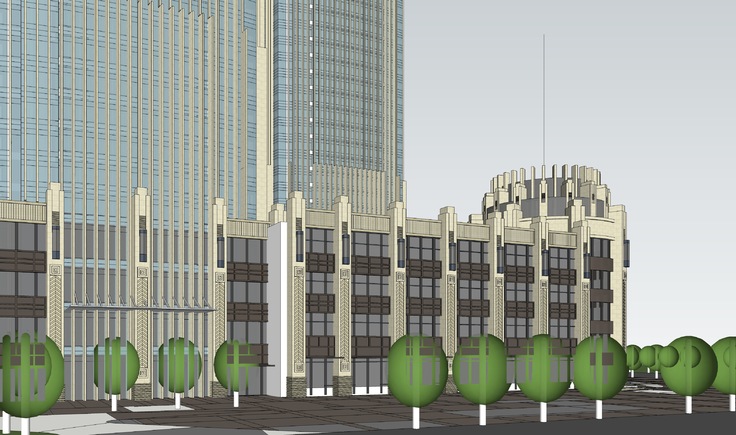 现代高层办公大厦sketchup模型