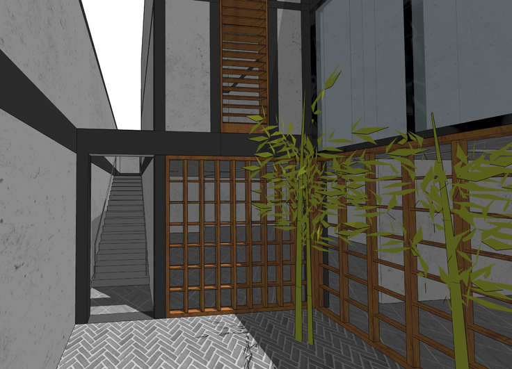 中式新古典苏博式别墅院落sketchup模型