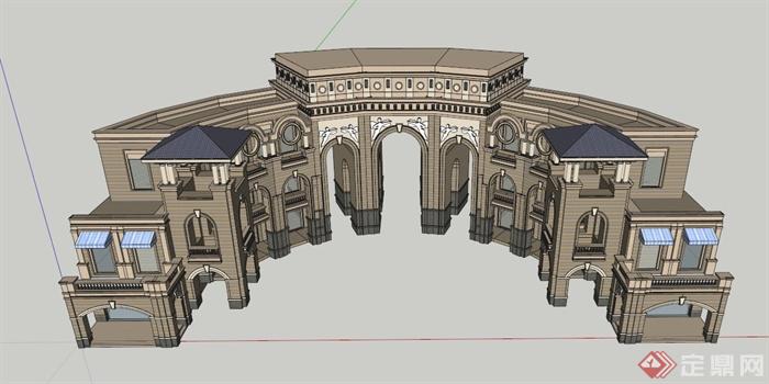 欧式拱门楼设计设计SU模型