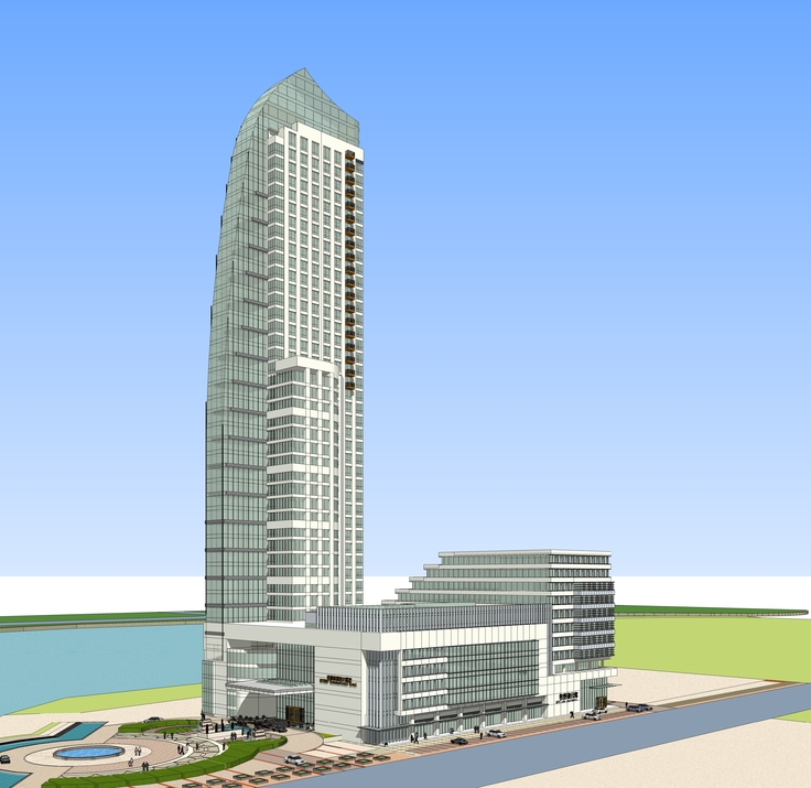 现代风格牧野湖国际大酒店方案sketchup模型
