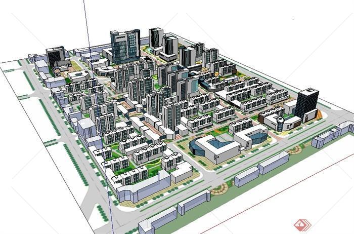 某現代風格簡單的小區建築規劃設計su模型[原創]