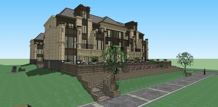 水石国际新古典风格别墅住宅区sketchup模型