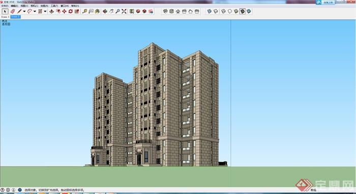 某地现代住宅建筑设计方案SU模型4