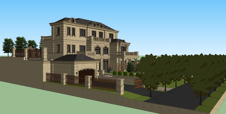 法式风格独栋别墅设计方案sketchup模型