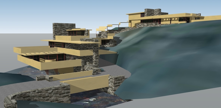 赖特—流水别墅sketchup模型