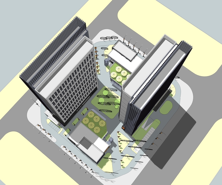现代商业广场商业综合体设计方案sketchup模型