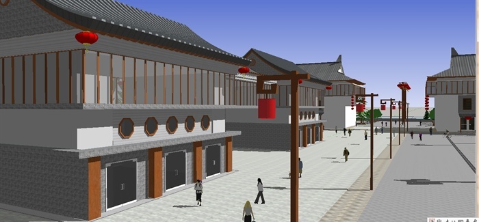 古典中式商业广场Su精致设计模型[原创]